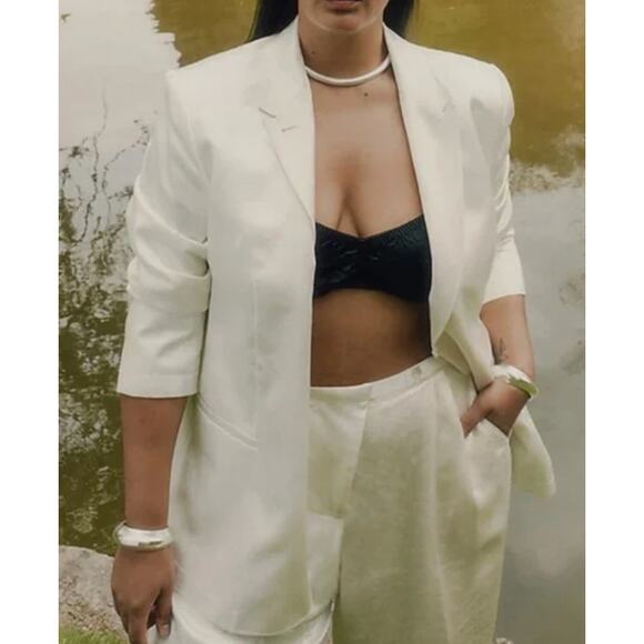 J.Crew Anna October Wide Leg Trouser Textured Satin Relaxed Ivory US 22 NWT - Picture 3 of 16